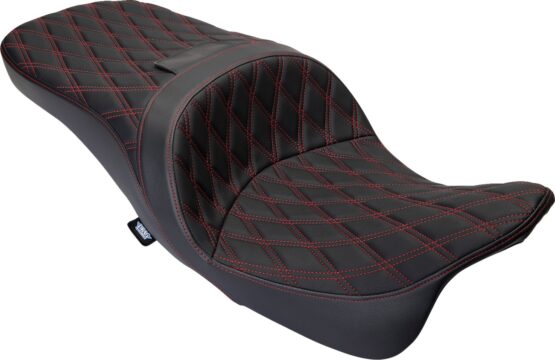 Drag Specialties Freedom Touring Seat Vinyl Double Diamond Red Stitch For FLH 09-23