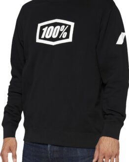 100 Percent Icon Long-Sleeve Fleece Sweatshirt Black/White Men's Small