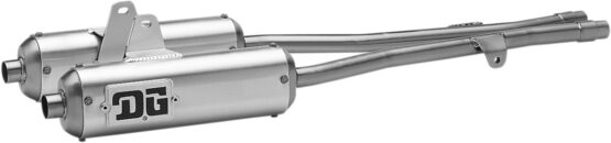 Dual Slip On Exhaust Silencers - Oval Aluminum