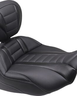 Mustang Deluxe Touring Solo Seat with Backrest Black For 2024 Harley Touring