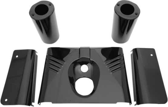 Drag Specialties Ribbed Gloss Black Fork Tins For Harley-Davidson Softail