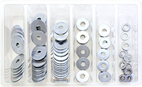 Bolt M6 Fender Washer Assortment 120 Piece Kit Silver