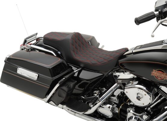 Drag Specialties Predator III Seat Black/Red Harley FLHR/FLHX 99-07
