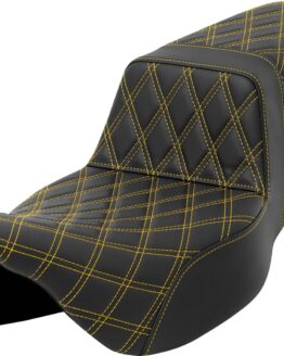 Saddlemen Step-Up Seat Lattice Stitch Gold Extended Reach FLH/FLT 08-23