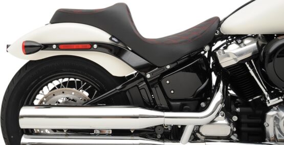 Drag Specialties Predator III Seat Black/Red Double Diamond For Harley Softail - Image 2