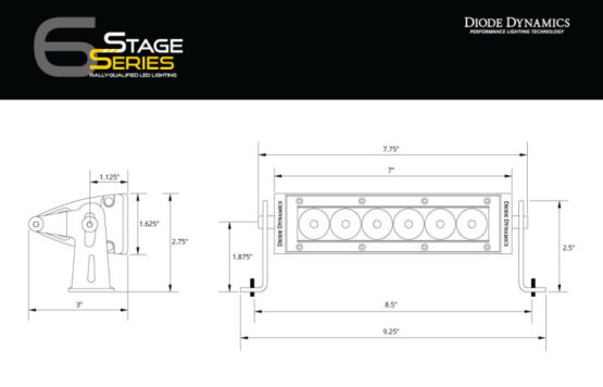 6 In LED Light Bar Single Row Straight SS6 - Amber Wide Light Bar (Single) - Image 3