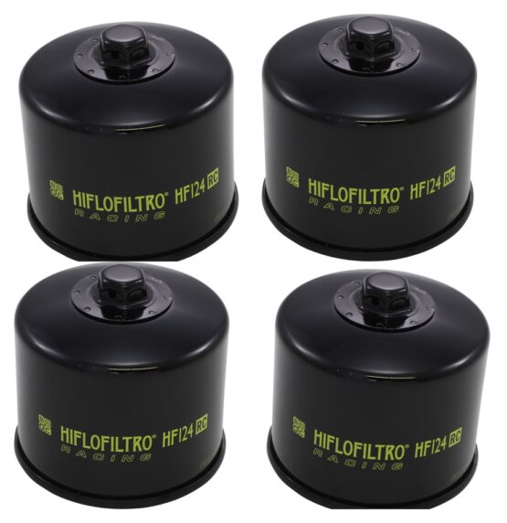HifloFiltro Racing Oil Filter HF124RC - Replaces 16097-0009 For Kawasaki H2/H2R - 4 Pack