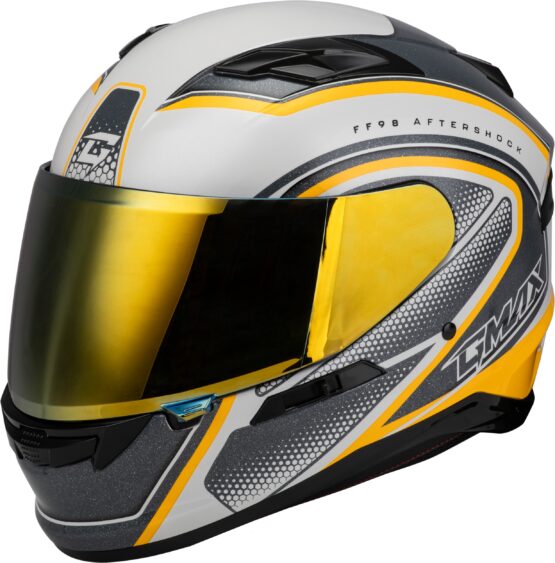 GMAX FF-98 Aftershock Helmet White/Metallic Silver XL