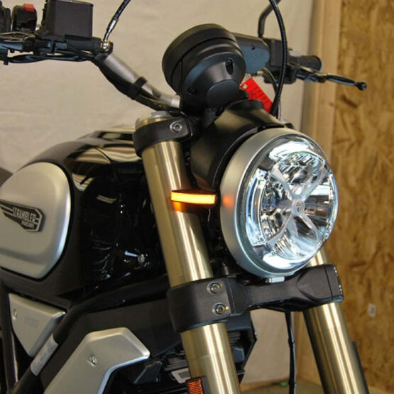 New Rage Cycles Front LED Turn Signals Black Fits 18-24 Ducati Scrambler 1100 - Image 2