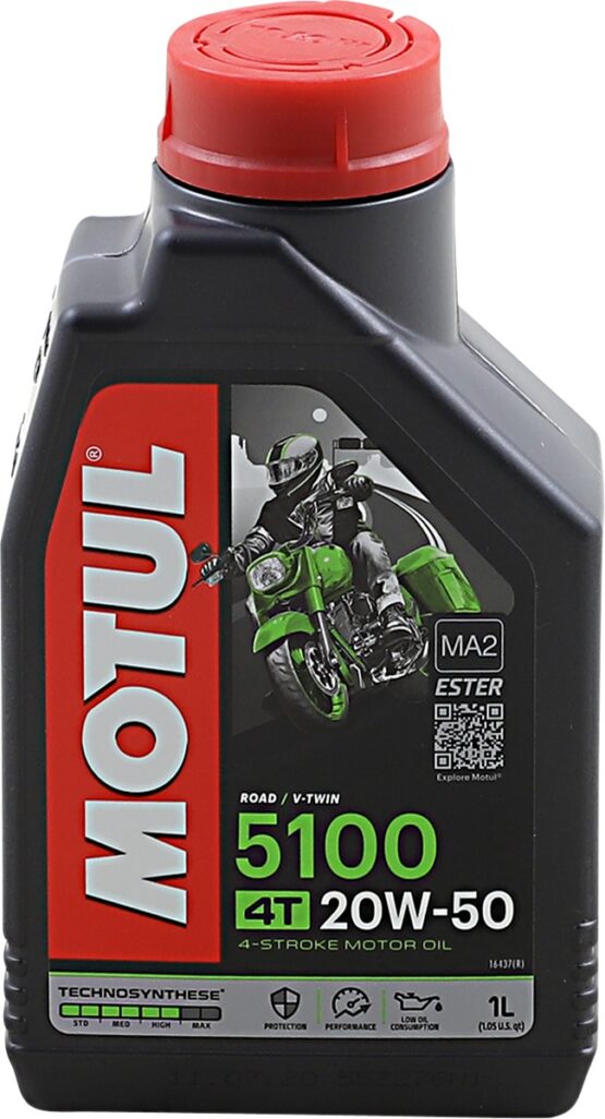 Motul 5100 4T 20W50 Technosynthese Oil 1L 12/Case Black