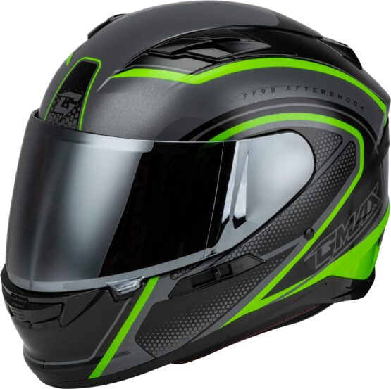 GMAX FF-98 Aftershock Helmet Grey/Neon Green Medium