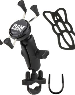 Ram Kit - X-Grip Cell Phone Holder w/ Handlebar Rail Mount & Zince U-Bolt Base