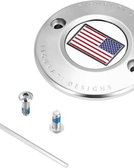 Figurati Designs 2-Hole Stainless Timing Cover American Flag For Harley