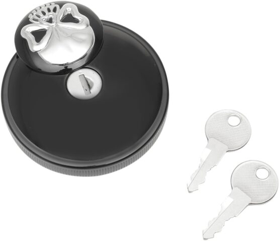 Drag Specialties Screw-In Locking Skull Gas Cap Black Chrome Vented - Image 2