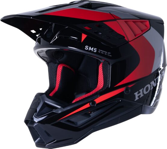 Alpinestars Honda S-M5 Helmet Black/Red Glossy Medium - Image 3