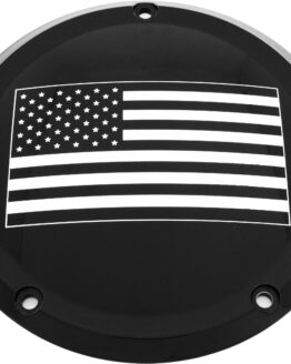 Custom Engraving Derby Cover American Flag Black For Harley Touring M8
