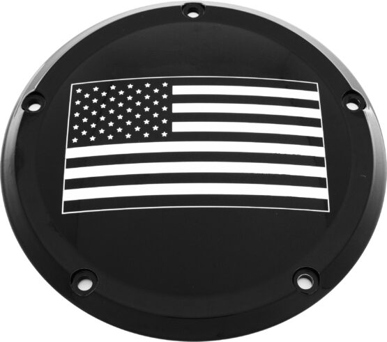 Custom Engraving Derby Cover American Flag Black For Harley Touring M8