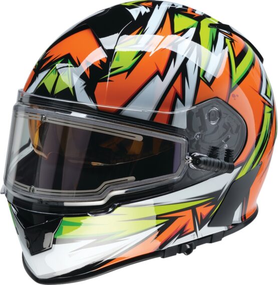 Z1R Warrant Neuron Snow Electric Helmet - M Green/Orange