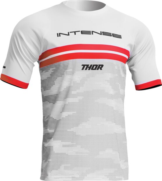 Thor Intense Assist Decoy Short-Sleeve Jersey White/Camo Gray/Red/Black Men's Large
