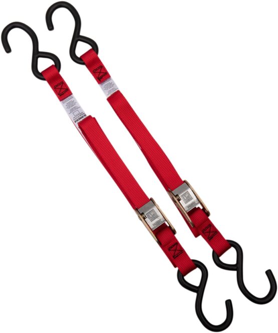 Red Classic Tie-Downs 66"x1" Pair - 1200lbs, Cam Buckle - Image 2