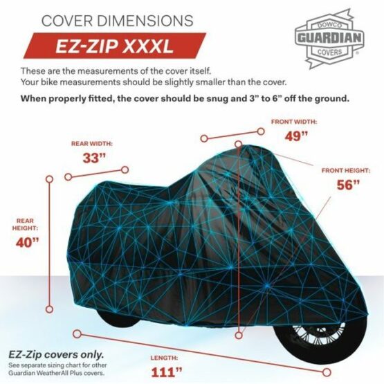 Dowco Guardian Weatherall Plus - EZ Zip Black Heavy Duty Motorcycle Cover - XXXL - Image 4