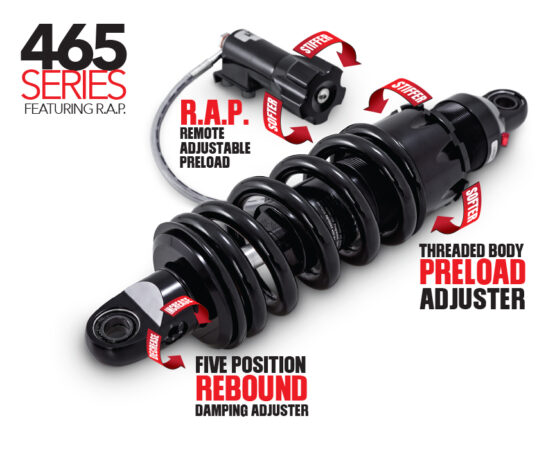 Black 465 Series Shock w/ "RAP" - Remote Adjustable Preload - Image 3