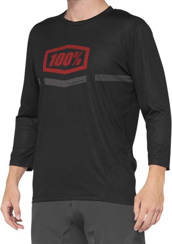 100% Airmatic 3/4 Sleeve Jersey Black/Red Men's Medium