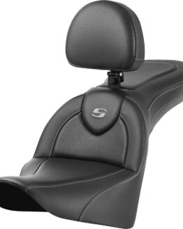 Saddlemen Roadsofa Seat w/ Backrest Carbon Fiber For Harley FL Models