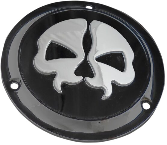 Drag Specialties Split Skull Derby Cover Black 3-Hole For Harley-Davidson