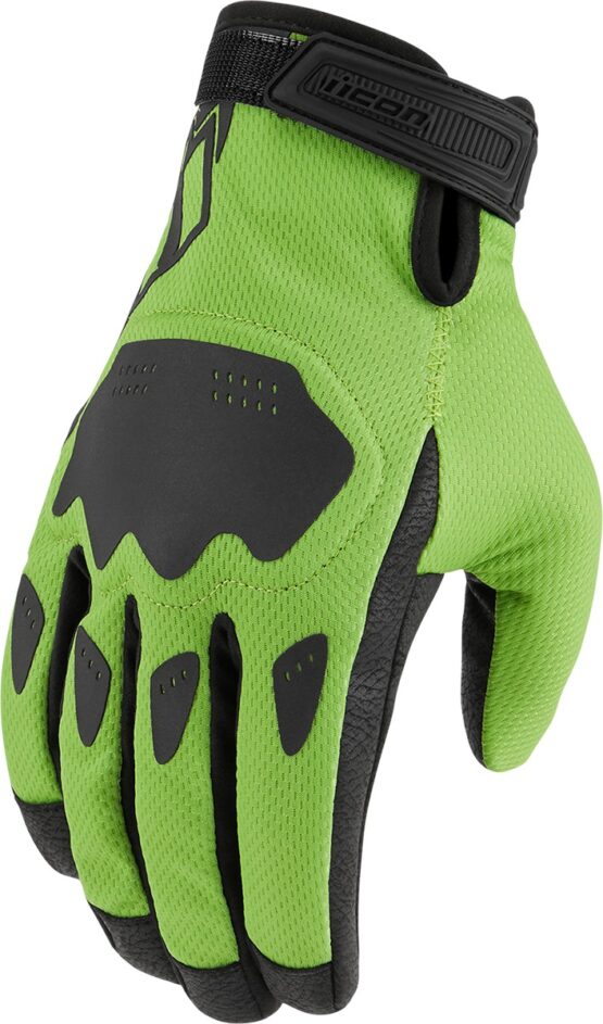 ICON Hooligan CE Gloves Black/Green Men's Large