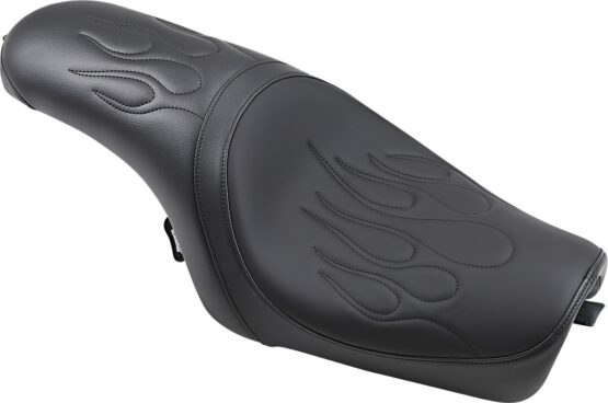 Drag Specialties Predator Seat Flame Stitched Black For Harley XL '04-'22