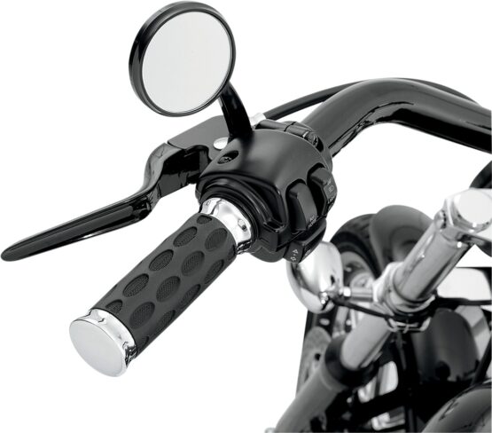 Drag Specialties Custom Rubber Grips Chrome Black Pair For Harley-Davidson - Image 4