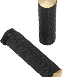 Arlen Ness Cable Style Fusion Series Grips Knurled Rubber w/ Brass