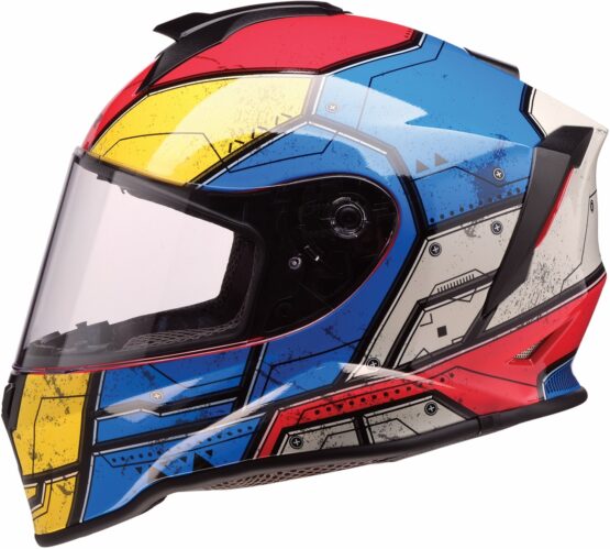 Z1R Youth Warrant Sentinel Helmet - Large, Gray/Blue/Yellow/Red