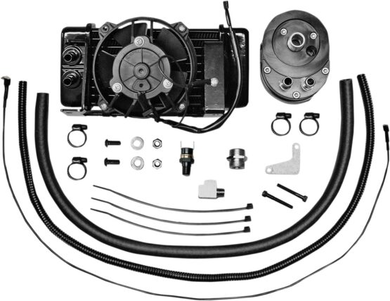 Horizontal Low Mount Oil Cooler Black w/Fan