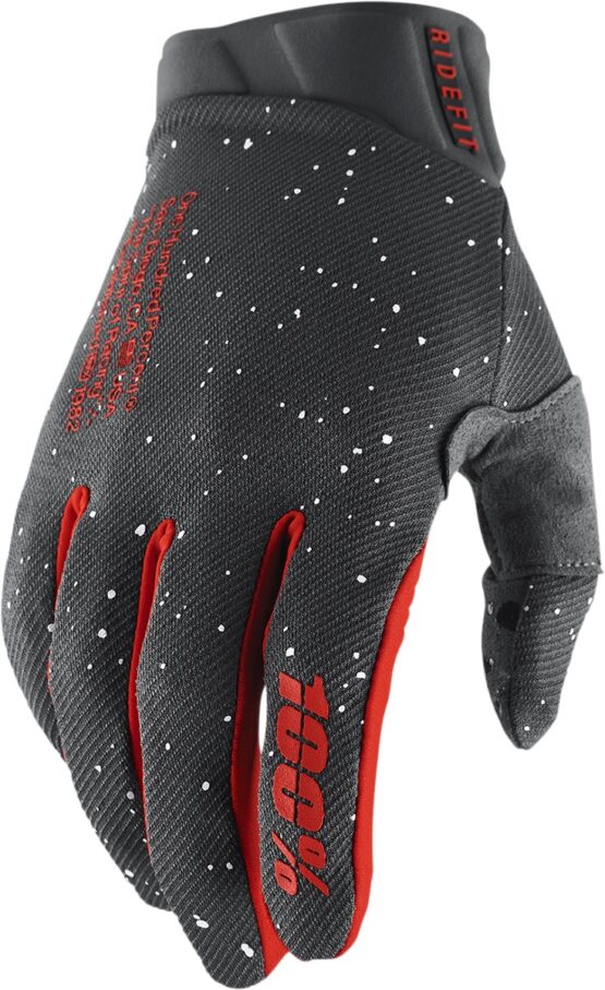 100% Ridefit Mars Gloves Gray/Red Small Men's