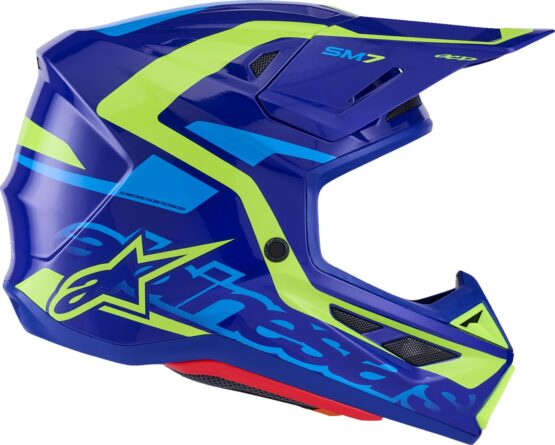 Alpinestars SM7 Deed Helmet Gloss Blue/Yellow Fluo Large - Image 2