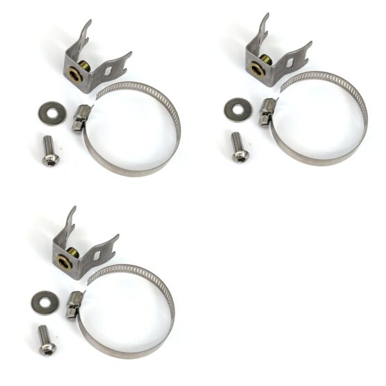 3 Pack - Header Heat Shield Mount Bracket w/ Clamp & Screw