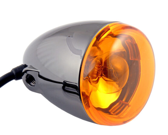 Black Nickle Deuce-Style Amber Turn Signal - Front - 8500A-BN - Image 2