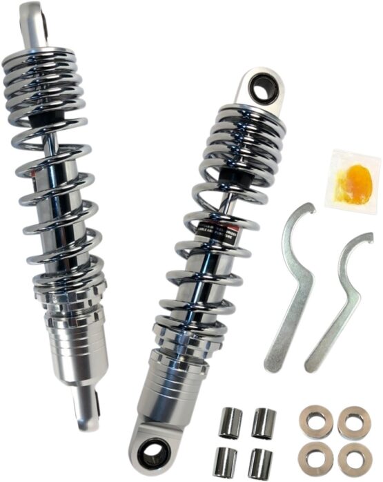 Drag Specialties Premium Adjustable Shocks Chrome Standard 12.5in Pair