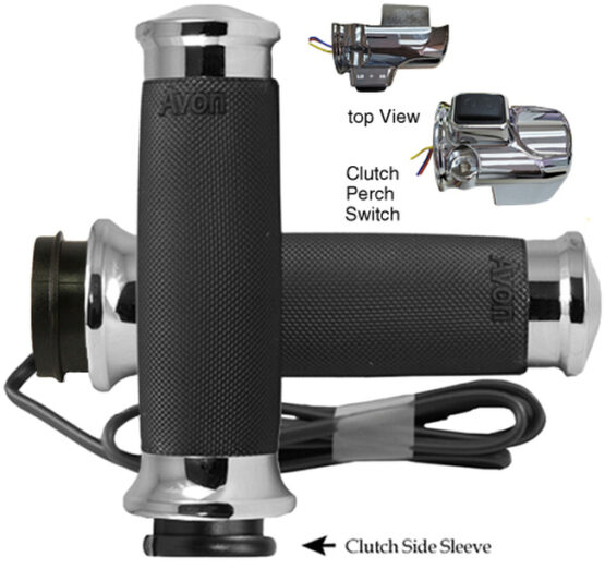 Avon Custom Contour Heated Grips Chrome For 15-Up Harley Road Glide
