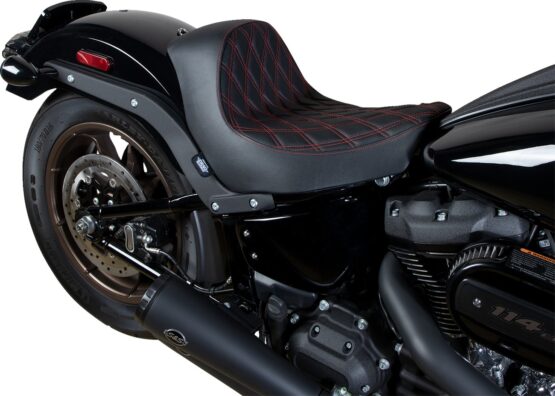 Drag Specialties Solo Seat Black Red Diamond For Harley Low Rider S/ST - Image 2