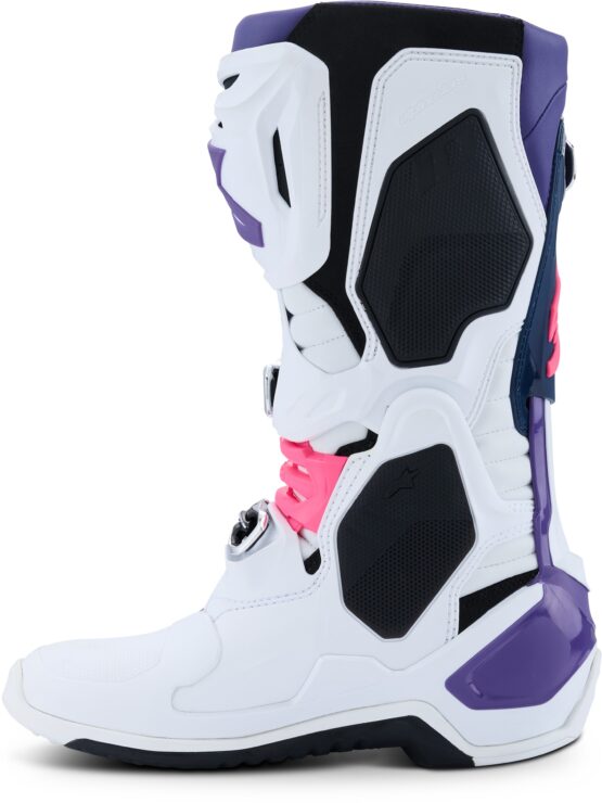 Alpinestars Tech 10 Boots White Violet Navy Pink Fluo US 8 - Image 4