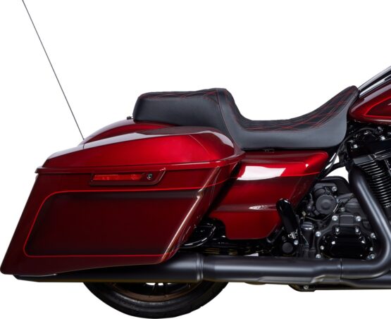 Drag Specialties Predator 1-Up Seat Vinyl Double Diamond Red For FLH 08-23 - Image 3