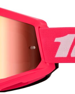 100 Percent Strata 2 Junior Goggles Pink Mirror Red Lens Youth