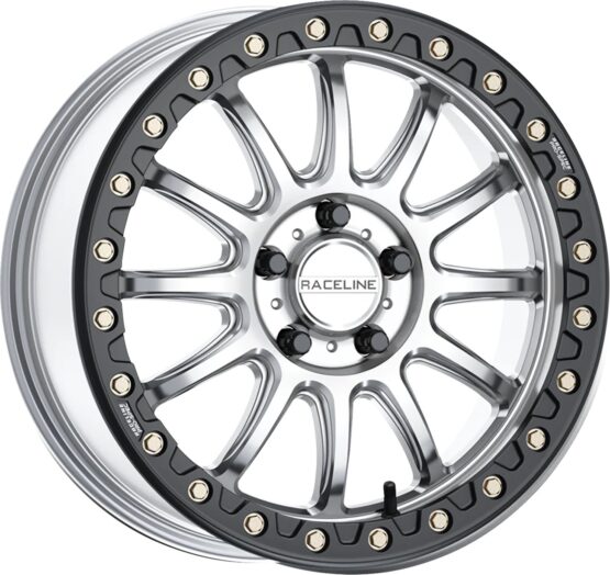 Raceline Alpha Beadlock Wheel 17x7 4x156 +40 Hyper Silver/Black