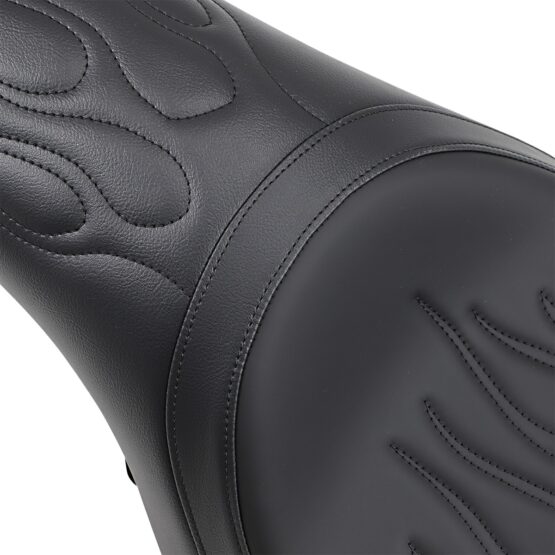 Drag Specialties Predator Seat Flame Stitched Black For Harley XL '04-'22 - Image 2