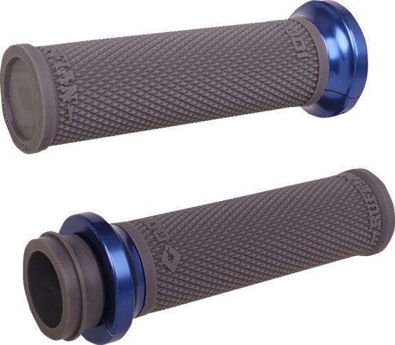 ODI Ruffian Lock-On Street Grips Graphite/Blue 1in TBW Harley