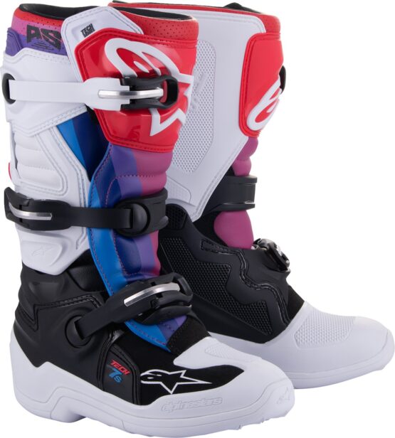 Alpinestars Youth Tech 7S Boots White Black Rainbow US 3 / EU 35.5