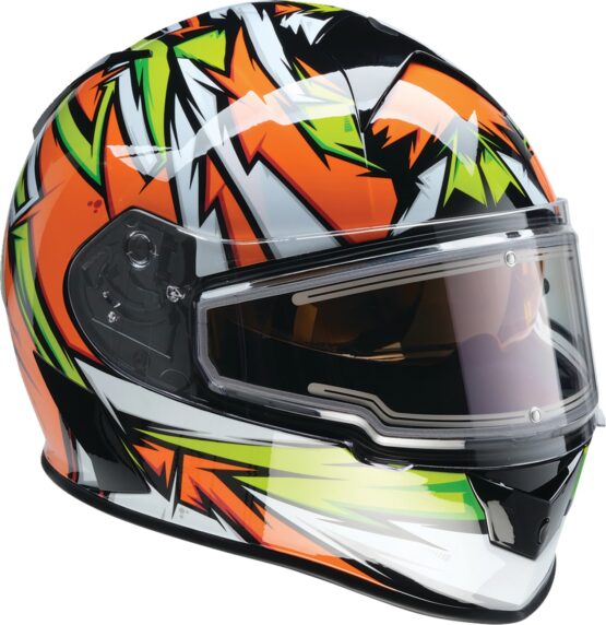 Z1R Warrant Neuron Snow Electric Helmet - M Green/Orange - Image 3